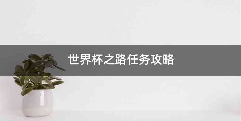 世界杯之路任务攻略