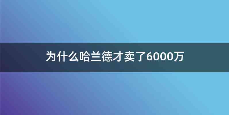 为什么哈兰德才卖了6000万
