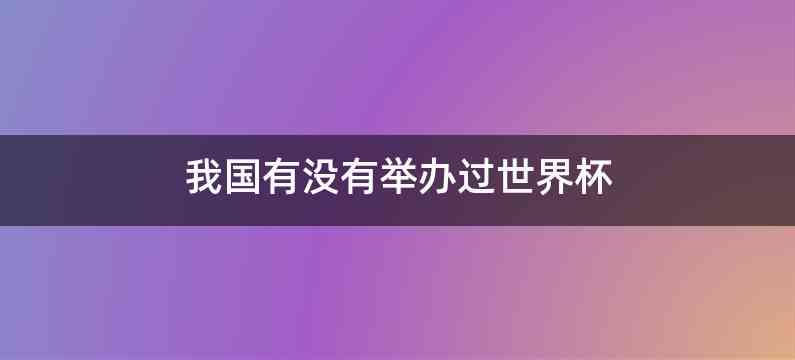 我国有没有举办过世界杯
