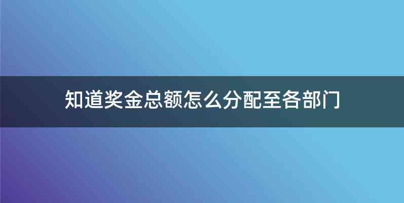 知道奖金总额怎么分配至各部门