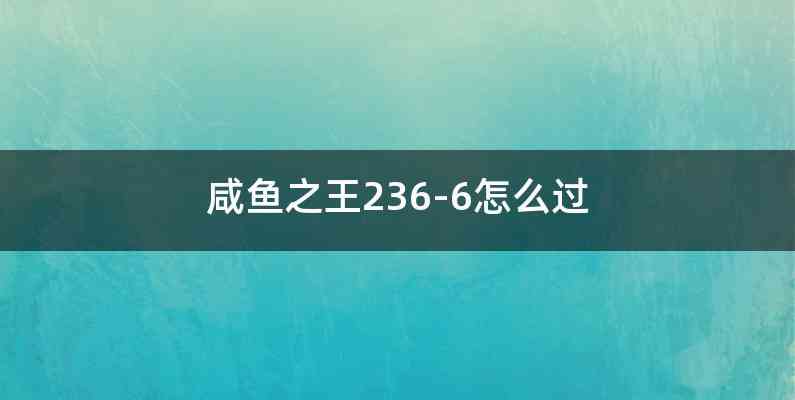咸鱼之王236-6怎么过