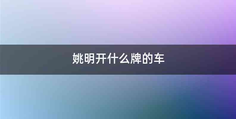 姚明开什么牌的车