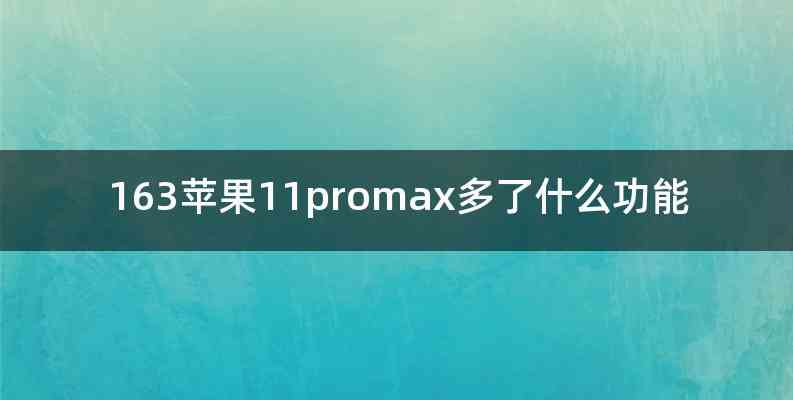 163苹果11promax多了什么功能