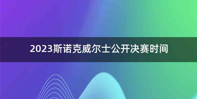 2023斯诺克威尔士公开决赛时间