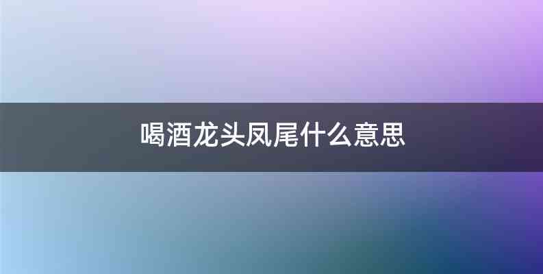 喝酒龙头凤尾什么意思