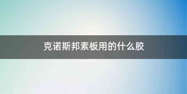 克诺斯邦素板用的什么胶