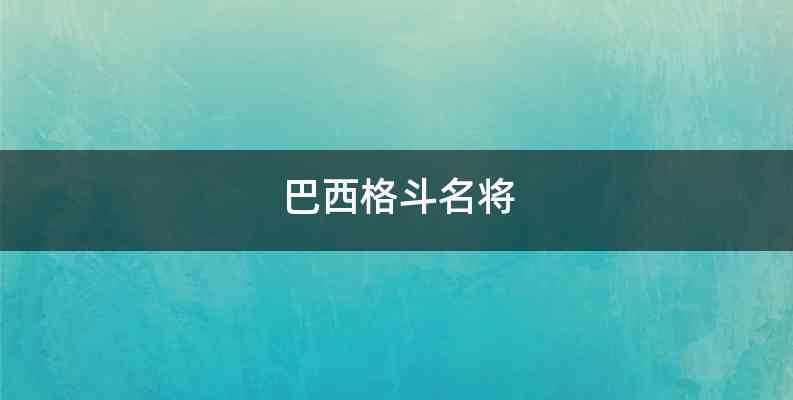巴西格斗名将