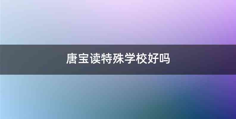 唐宝读特殊学校好吗