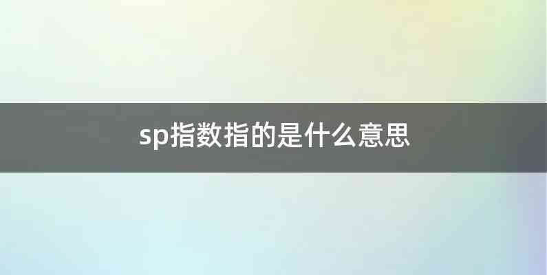sp指数指的是什么意思