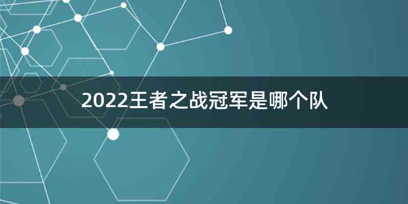 2022王者之战冠军是哪个队