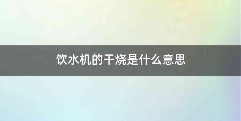 饮水机的干烧是什么意思
