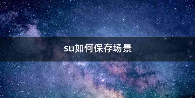 su如何保存场景