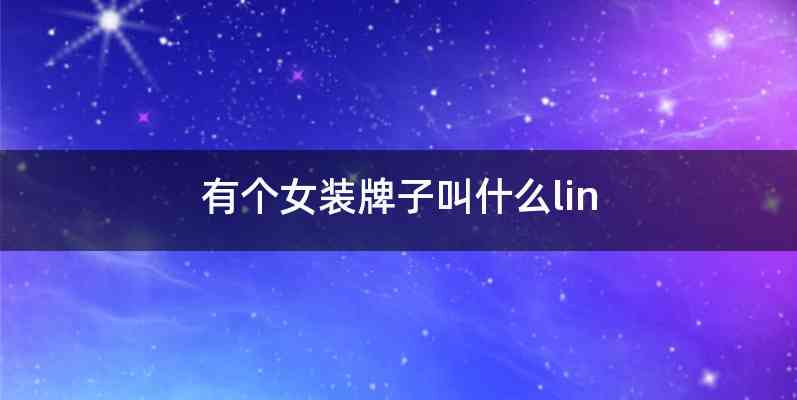 有个女装牌子叫什么lin