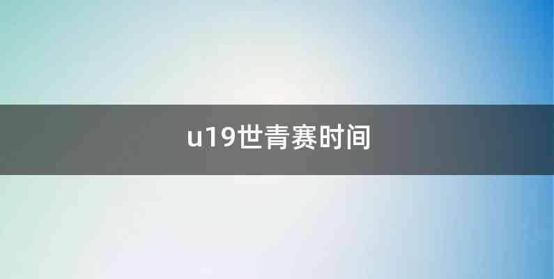 u19世青赛时间