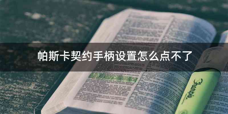 帕斯卡契约手柄设置怎么点不了