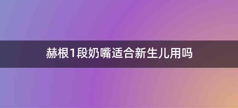 赫根1段奶嘴适合新生儿用吗