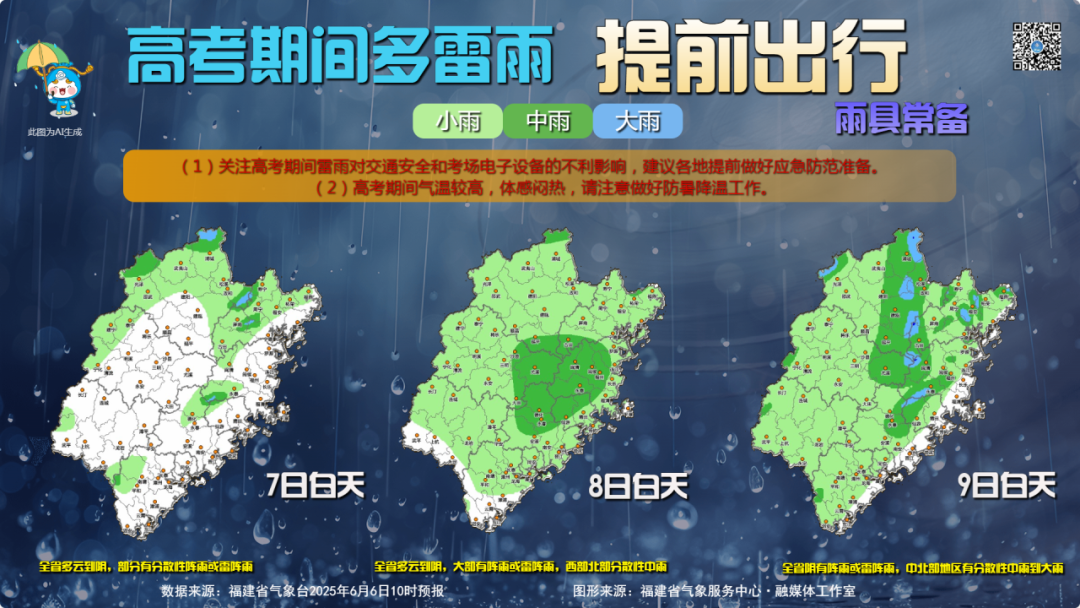 高考期间福建体感闷热多雷雨，请提前出行