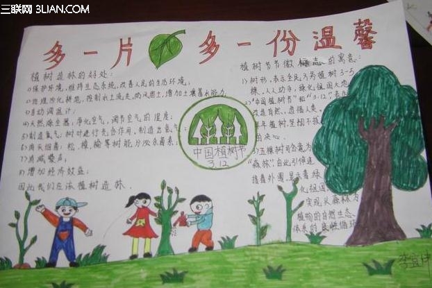 最新或2023（历届）关于植树节的手抄报内容            三联