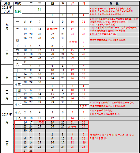 北京语言大学最新或2023（历届）寒假放假时间表