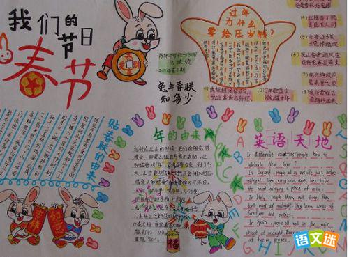 最新或2023（历届）小学生欢度春节手抄报图片