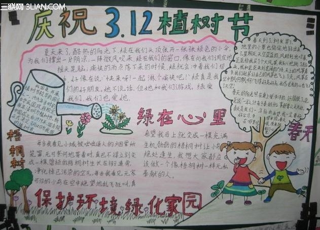 最新或2023（历届）植树节手抄报内容资料           三联