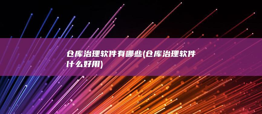 仓库治理软件什么好用