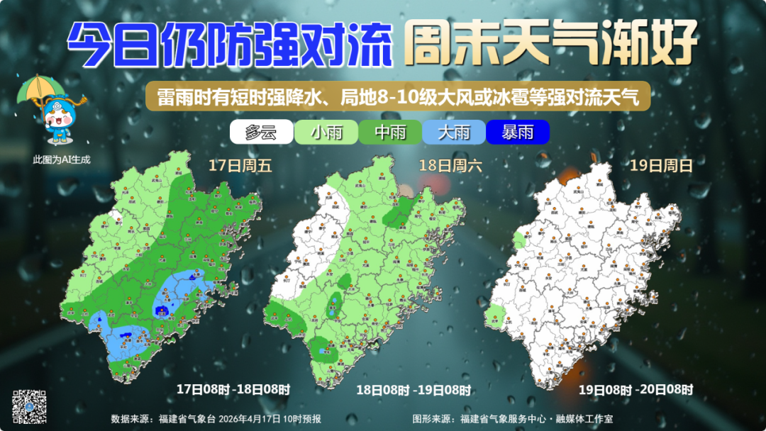 福建阵雨频繁“打卡” 再享两日清凉