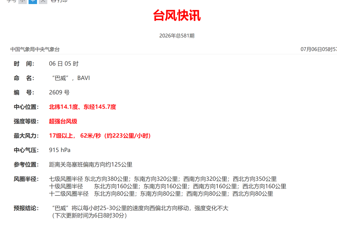 超强台风“巴威”路径调整!可能先登台湾、再登福建! 超强台风“巴威”路径调整!可能先登台湾、再登福建!