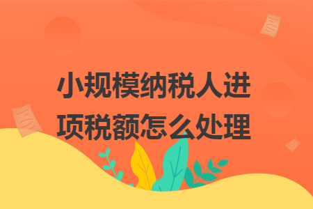 小规模纳税人进项税额怎么处理