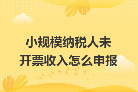 小规模纳税人未开票收入怎么申报