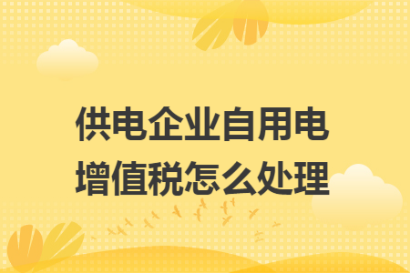供电企业自用电增值税怎么处理