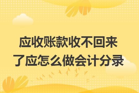 应收账款收不回来了应怎么做会计分录