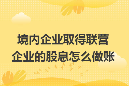 境内企业取得联营企业的股息怎么做账