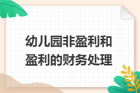 幼儿园非盈利和盈利的财务处理