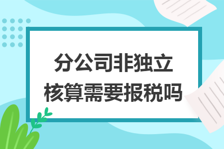 分公司非独立核算需要报税吗