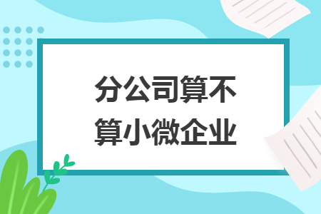 分公司算不算小微企业