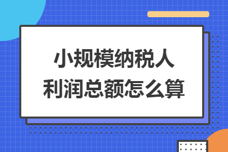 小规模纳税人利润总额怎么算