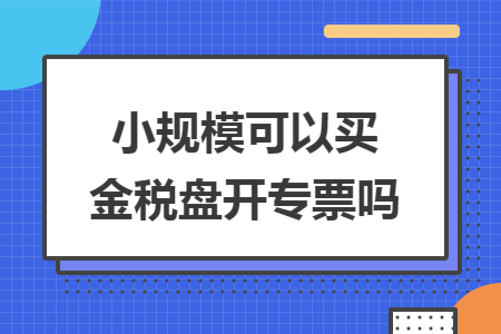 小规模可以买金税盘开专票吗 小规模可以买金税盘开专票吗