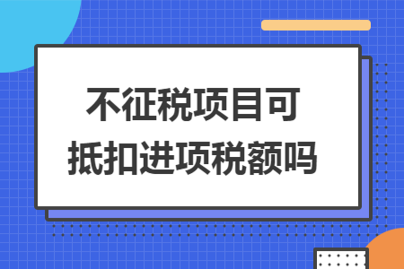 不征税项目可抵扣进项税额吗
