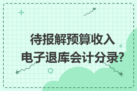 待报解预算收入电子退库会计分录? 待报解预算收入电子退库会计分录?
