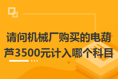 请问机械厂购买的电葫芦3500元计入哪个科目