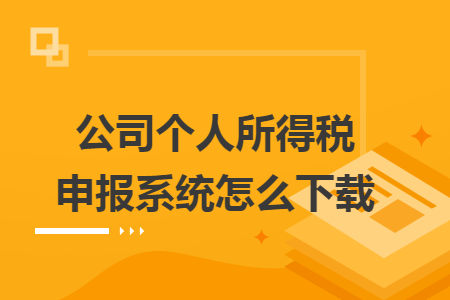 公司个人所得税申报系统怎么下载