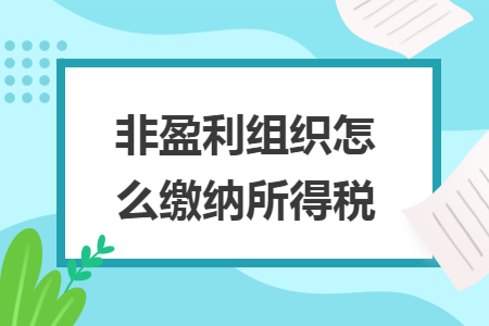 非盈利组织怎么缴纳所得税