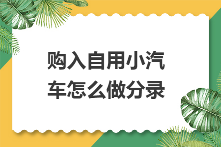 购入自用小汽车怎么做分录