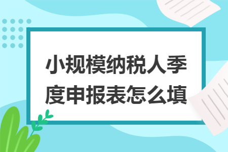 小规模纳税人季度申报表怎么填