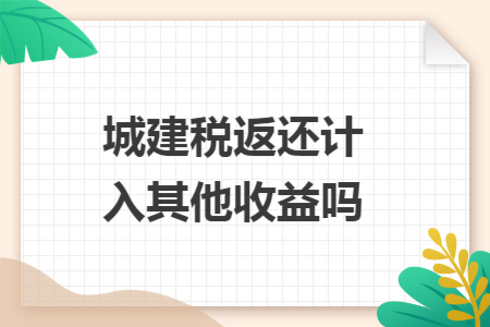 城建税返还计入其他收益吗