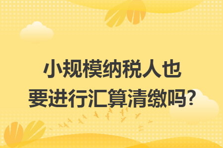 小规模纳税人也要进行汇算清缴吗?