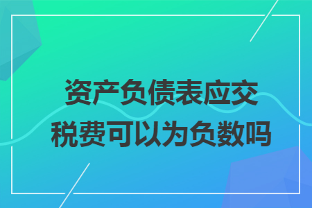 资产负债表应交税费可以为负数吗