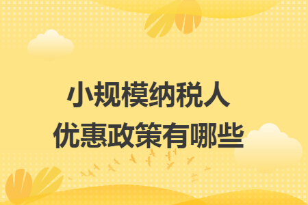 小规模纳税人优惠政策有哪些
