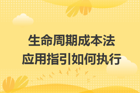 生命周期成本法应用指引如何执行